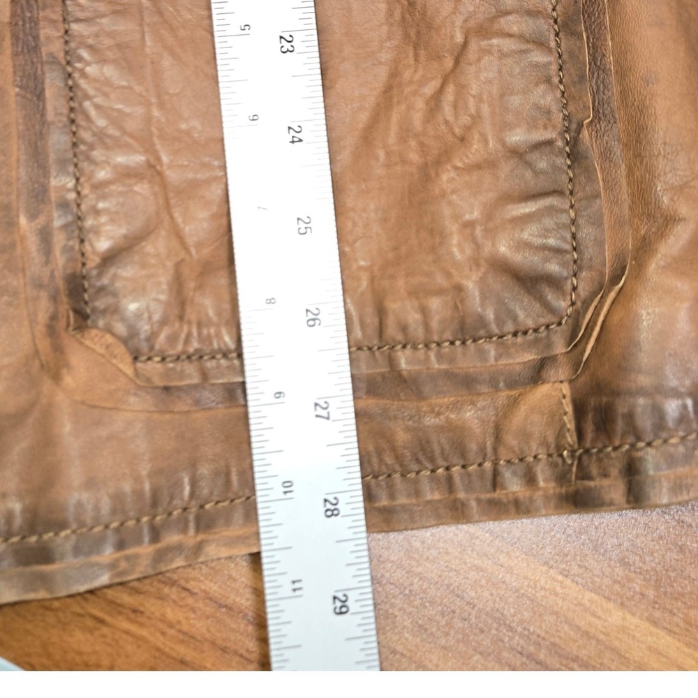 Missani Le Collezioni Mens Brown Distressed Leather Button Front Jacket Size M - Picture 7 of 9